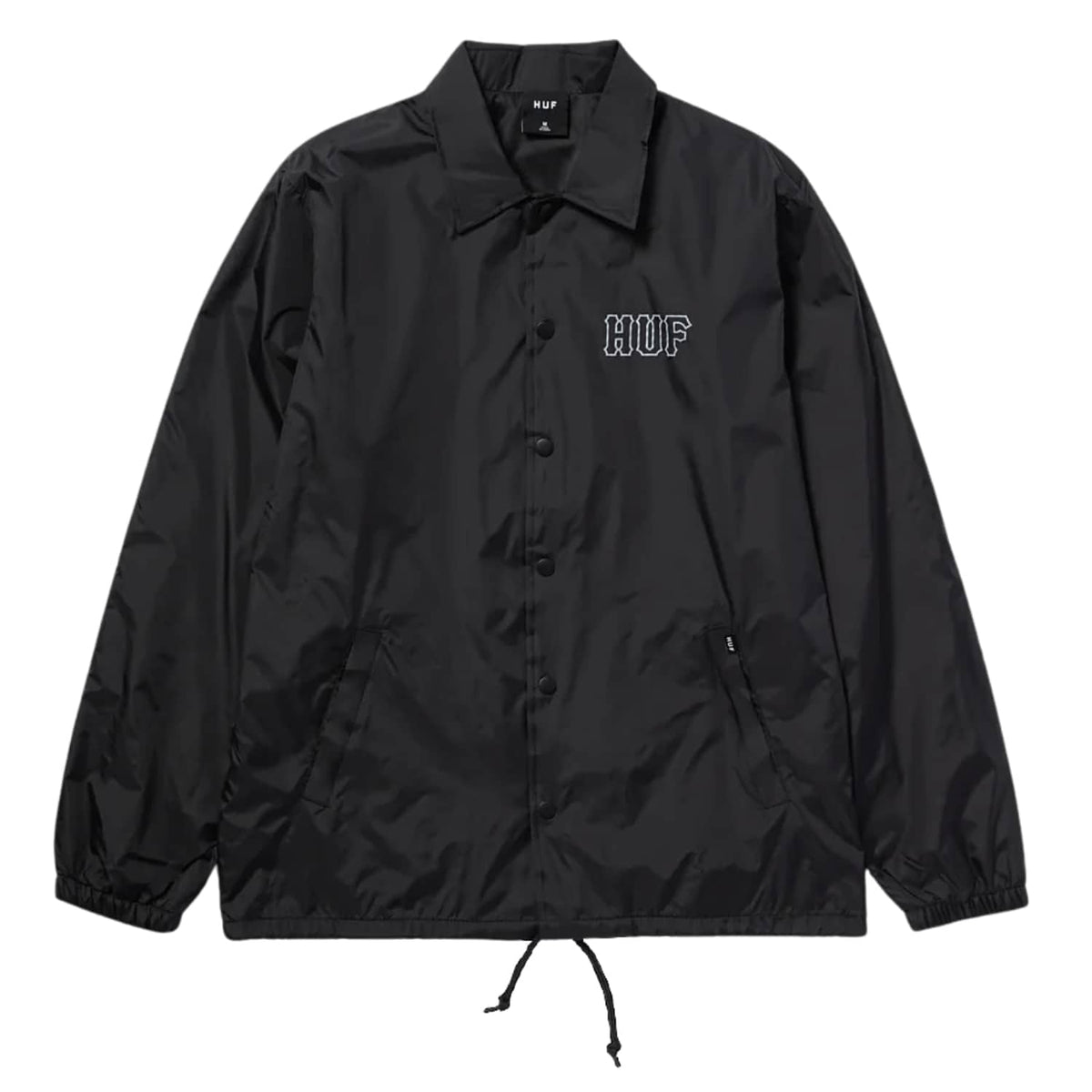 Huf Set H Coaches Jacket - Black - Mens Windbreaker/Rain Jacket by Huf