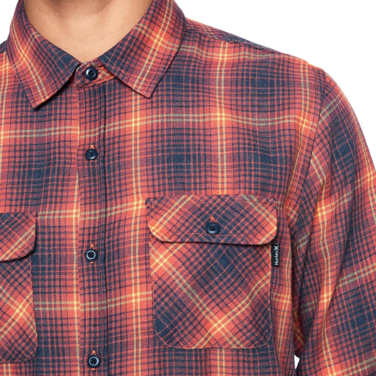 Hurley Bend Burnout Long Sleeve Flannel Shirt - Gym Red - Mens Flannel Shirt by Hurley