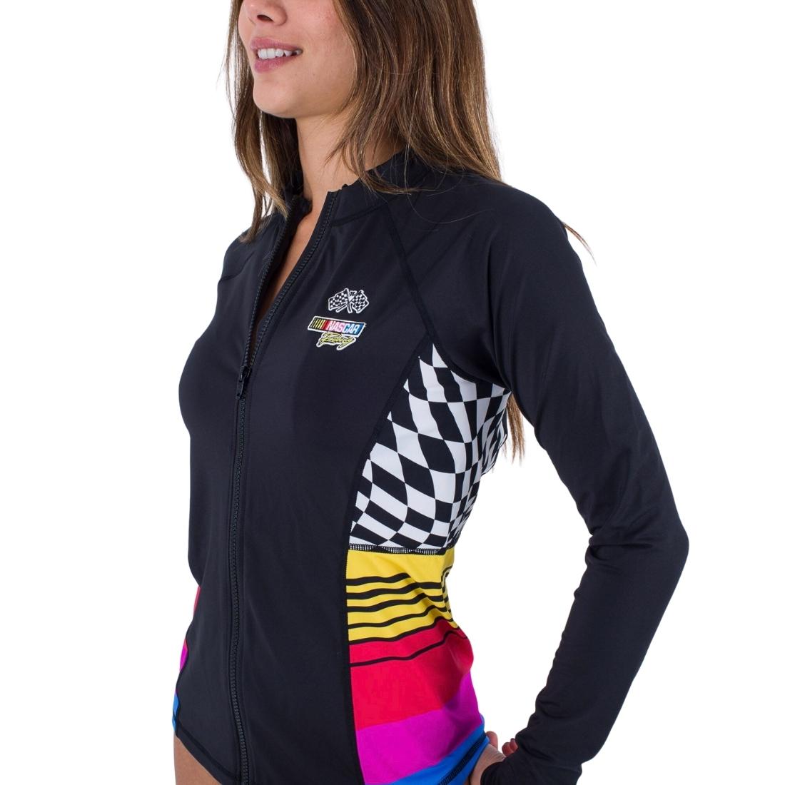 Nascar Color Guard Hurley Womens Nascar Color Blocked Front Zip Long Sleeve UV Rashguard ...