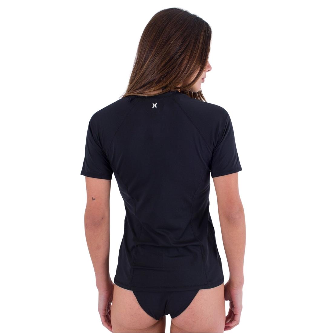 Hurley Womens One &amp; Only Short Sleeve UV Rashguard - Black - Womens UV Rash Vest by Hurley