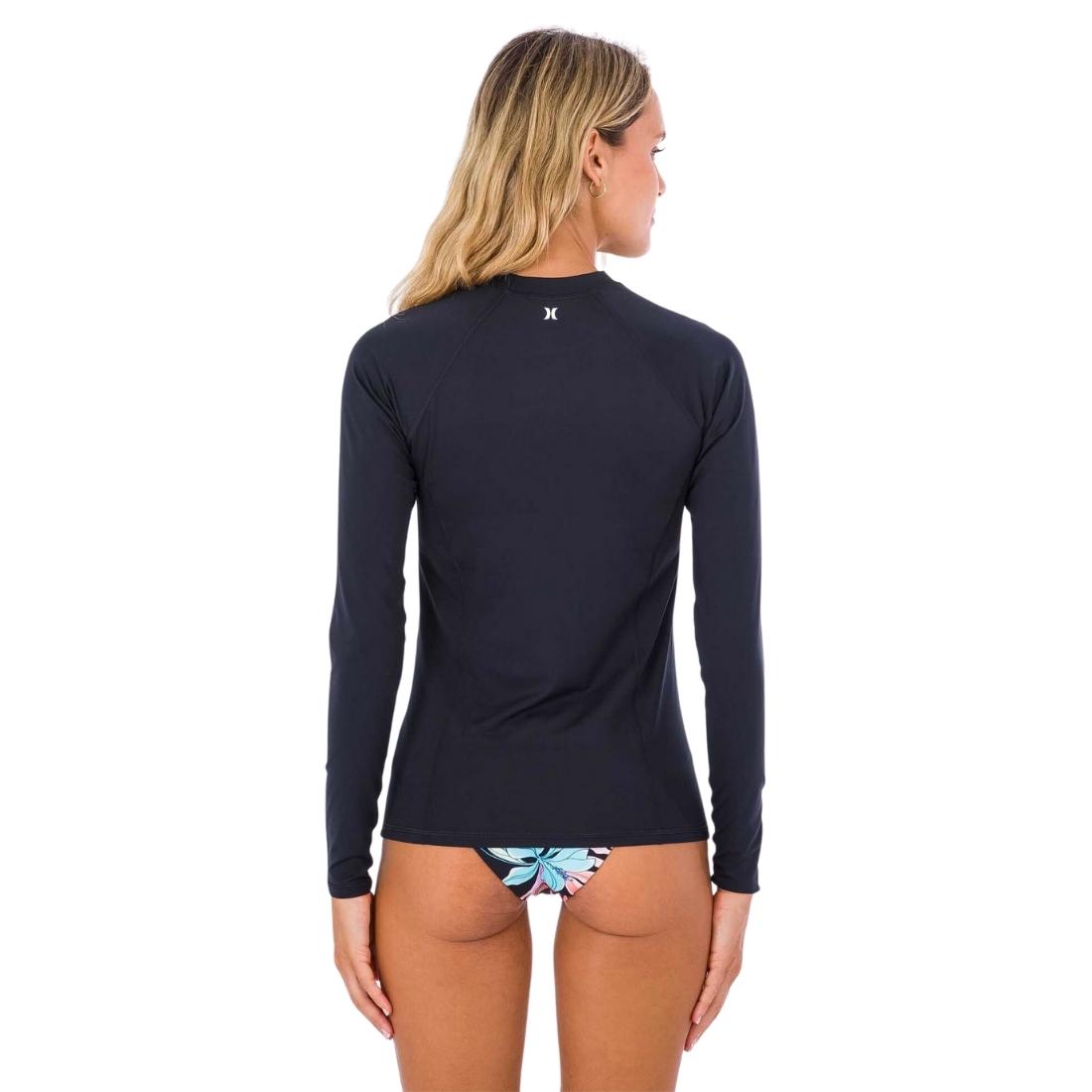 Shop Hurley One And Only Zip Long Sleeve Rash Vest In Black - Fast Shipping & Easy Returns...
