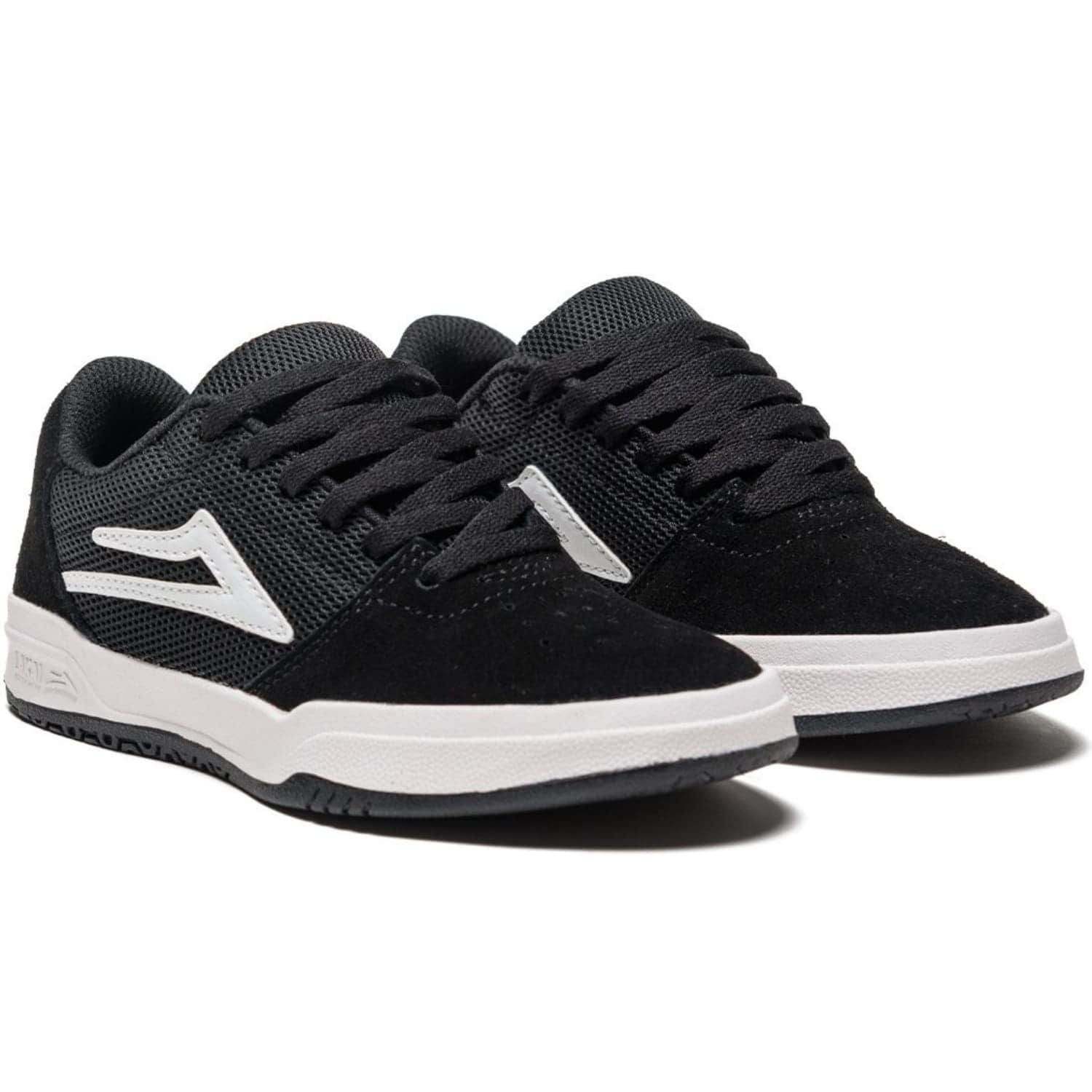 Lakai Kids Brighton Skate Shoes - Black/White Suede