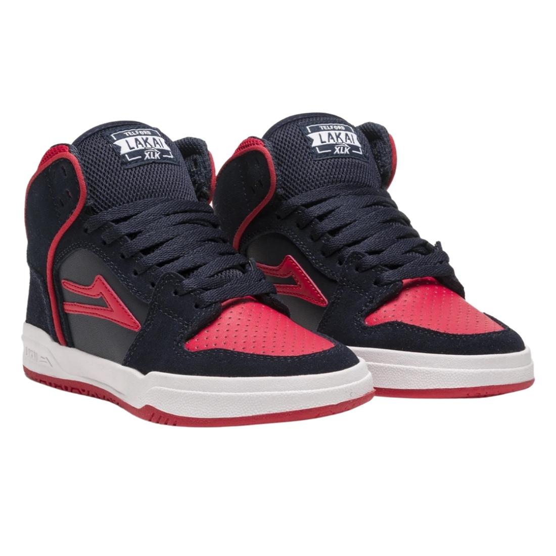 Lakai Telford Kids Skate Shoes - Navy/Red Suede - Boys High Top Trainers by Lakai