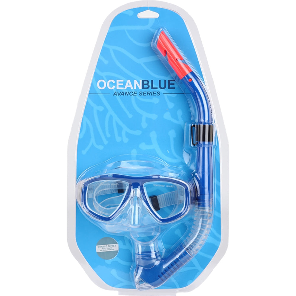 Ocean Blue Advance Adult Combo Snorkel and Mask Blue O/S (one size) - Masks + Snorkels by Alder One Size