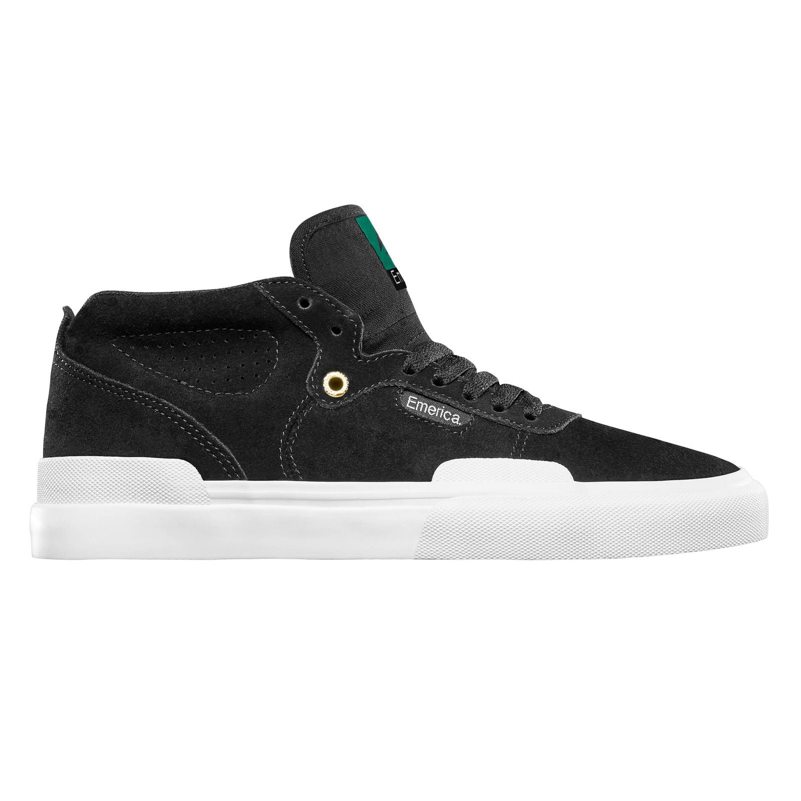 Emerica Pillar Mid Top Skate Shoe Black White Gold