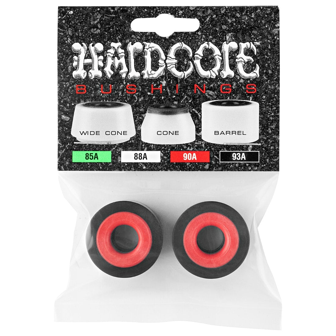 Powell Peralta 93A Hardcore Barrel Skateboard Bushings Set Of 2 - Black/Red - Skateboard Bushings by Powell Peralta