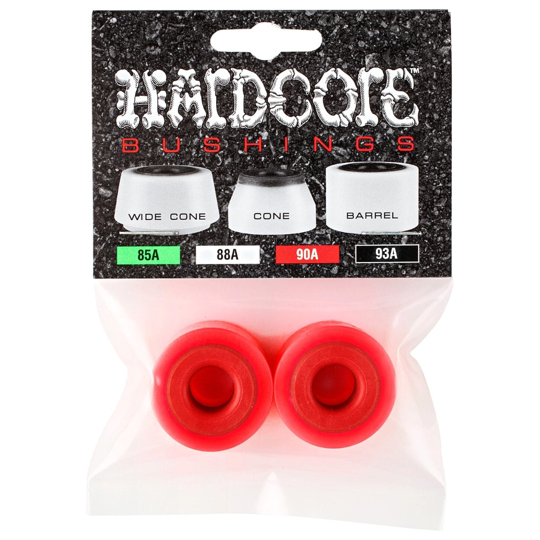 Powell Peralta 90A Hardcore Barrel Skateboard Bushings Set Of 2 - Red/Red - Skateboard Bushings by Powell Peralta
