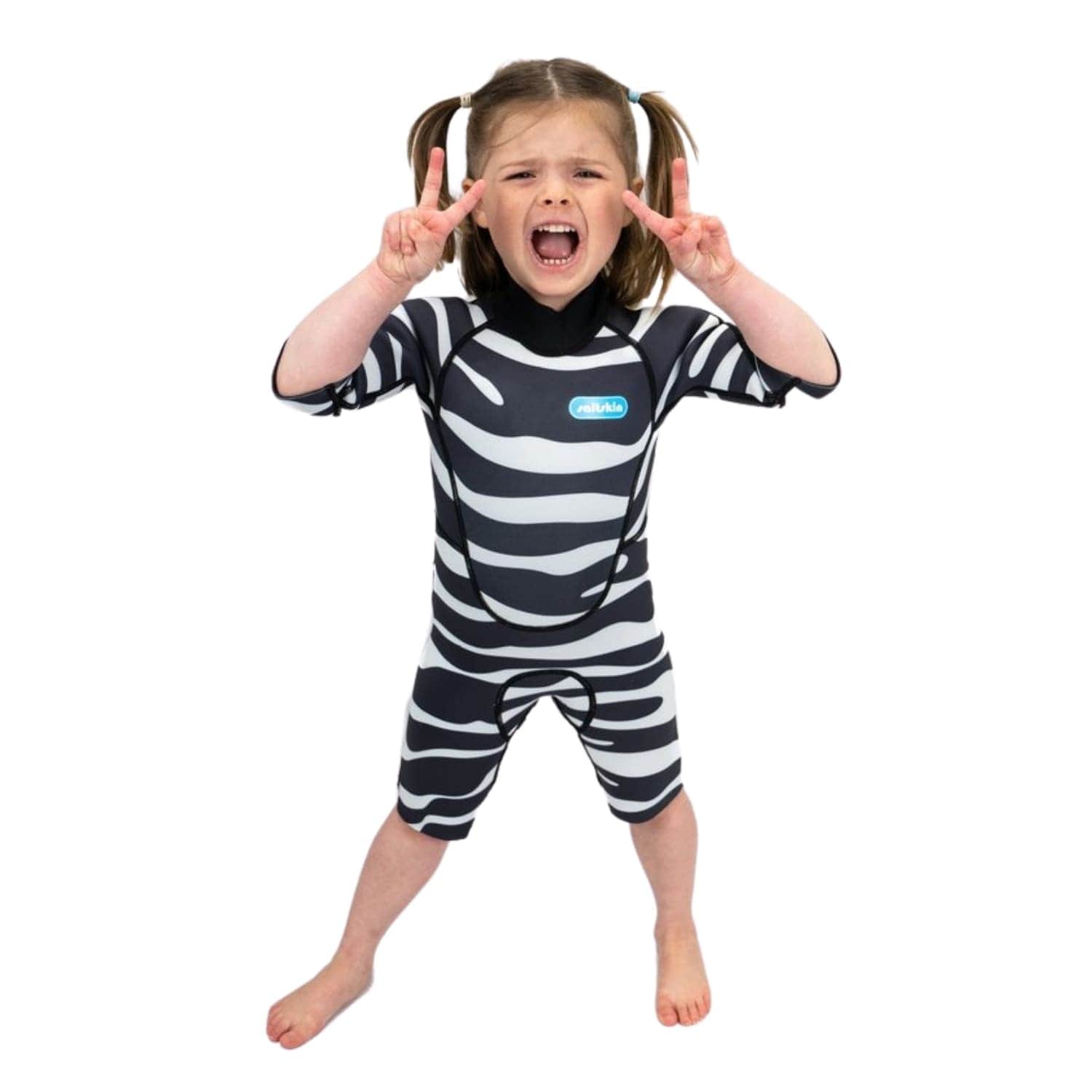 Saltskin Kids Zebra 2mm Shorty Spring Wetsuit - Zebra