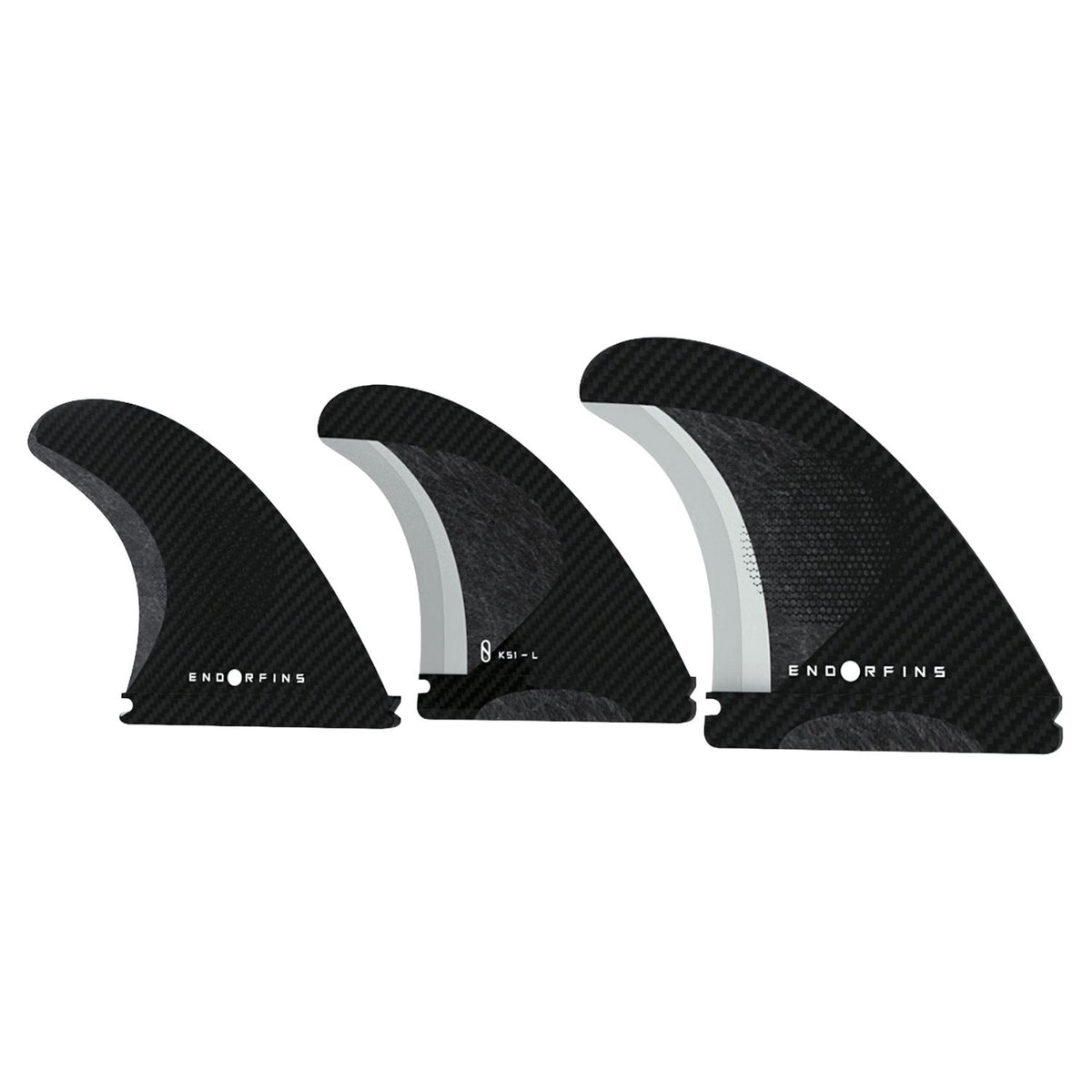 Slater Designs Endorfins Large Futures Compatible Thruster Surfboard Fins Set - Black/Black
