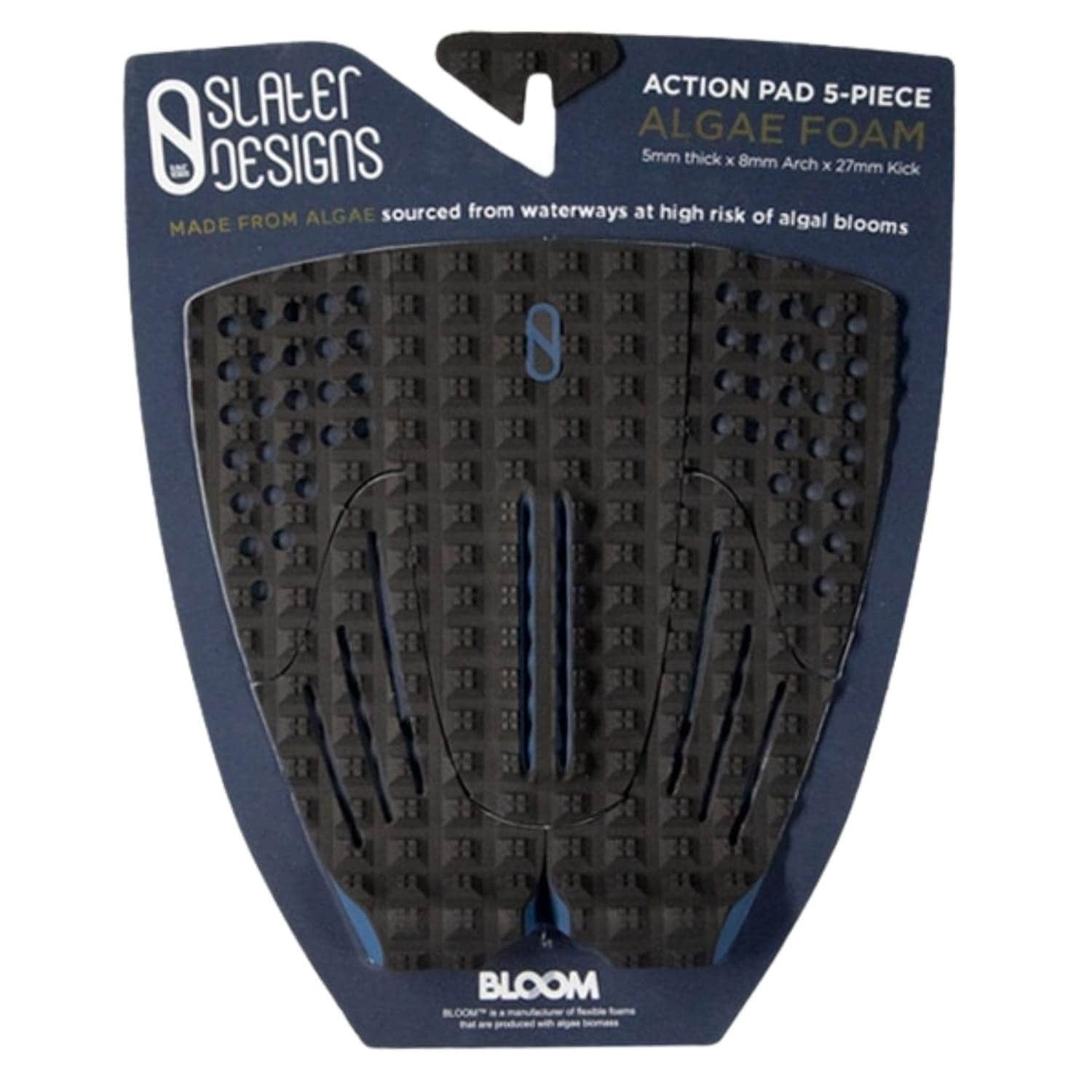 Slater Designs 5 Piece Action Pad Surfboard Traction Black/Blue - 5+ Piece Tail Pad by Slater Designs