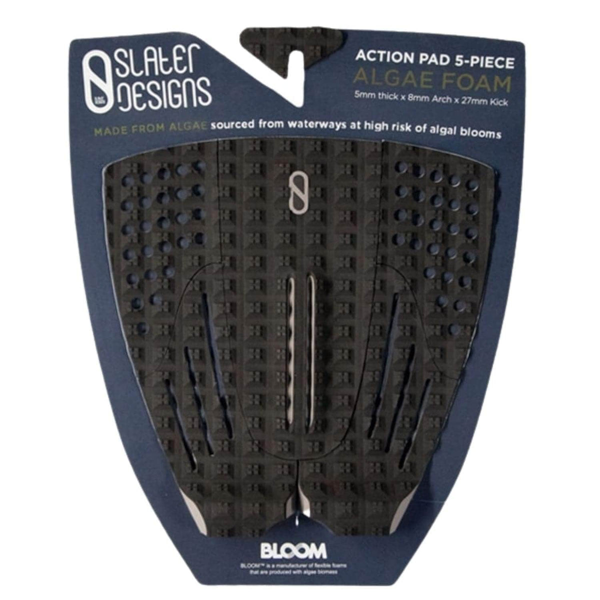 Slater Designs 5 Piece Action Pad Surfboard Traction Black/Grey - 5+ Piece Tail Pad by Slater Designs