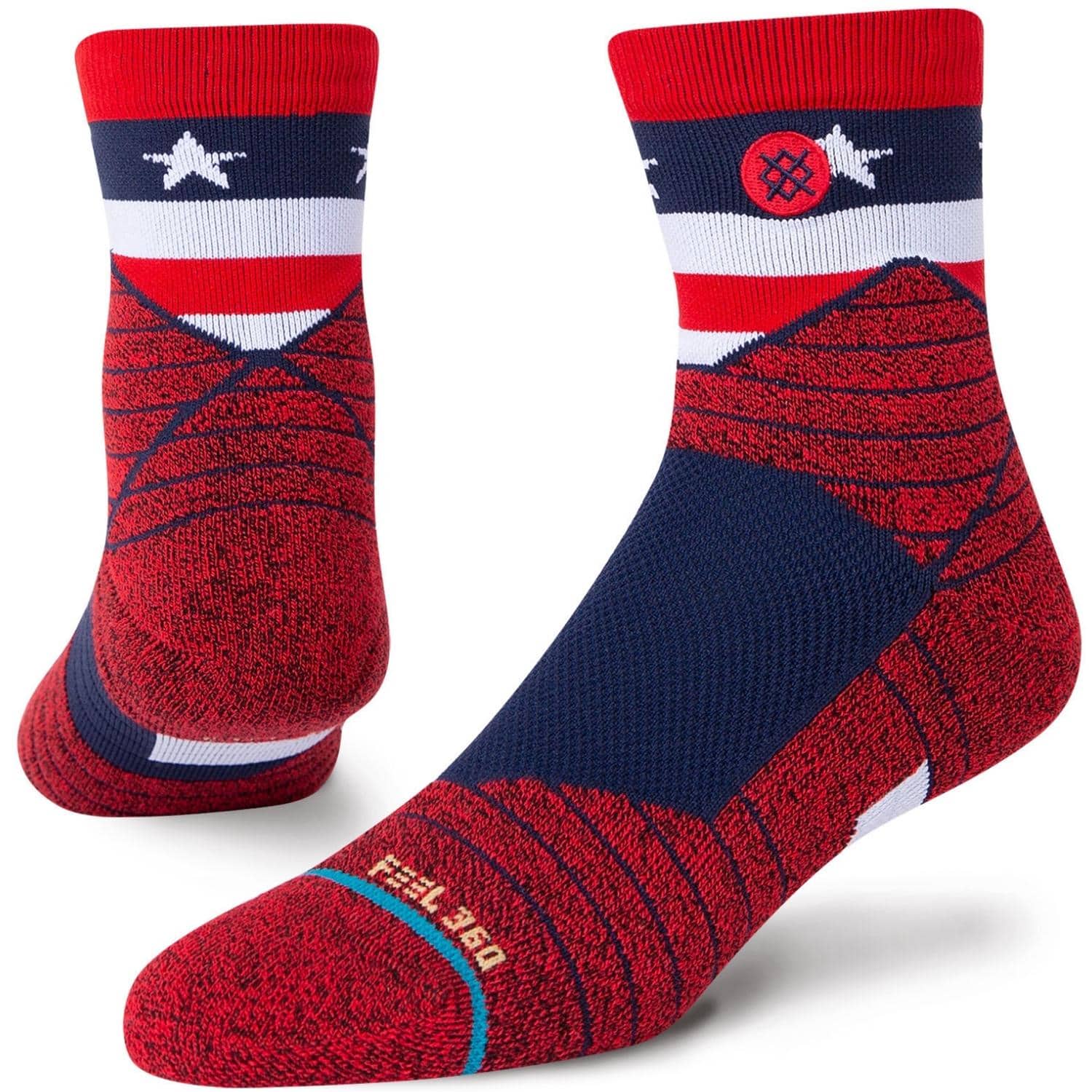 Stance American QTR Quarter Performance Socks - Red - Unisex Running/Training Socks by Stance