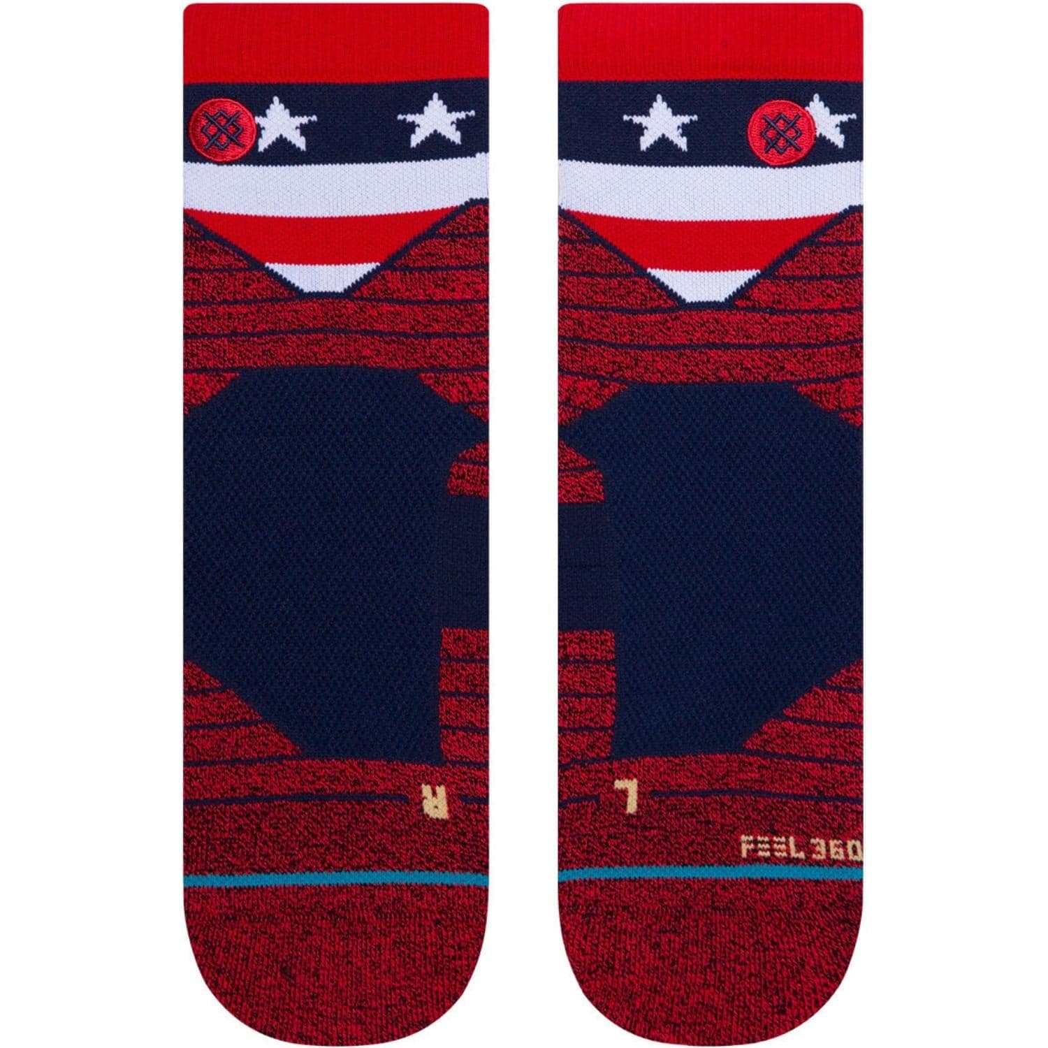 Stance American QTR Quarter Performance Socks - Red - Unisex Running/Training Socks by Stance