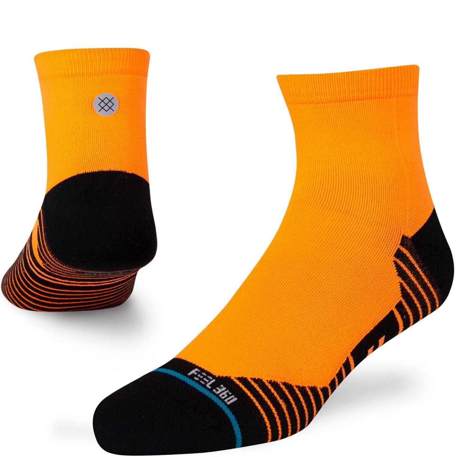 Stance Hiatus QTR Quarter Performance Socks - Neon Orange - Unisex Running/Training Socks by Stance