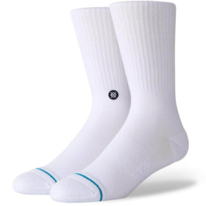 Stance Icon Socks - White/Black - Mens Crew Length Socks by Stance