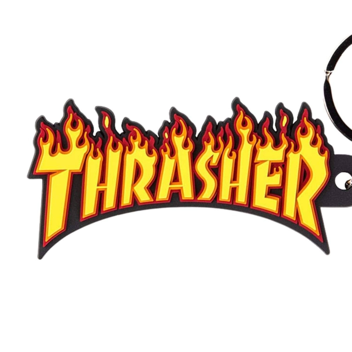 Thrasher Flame Logo Keychain Black Yellow - Gifts for Skateboarders by Thrasher