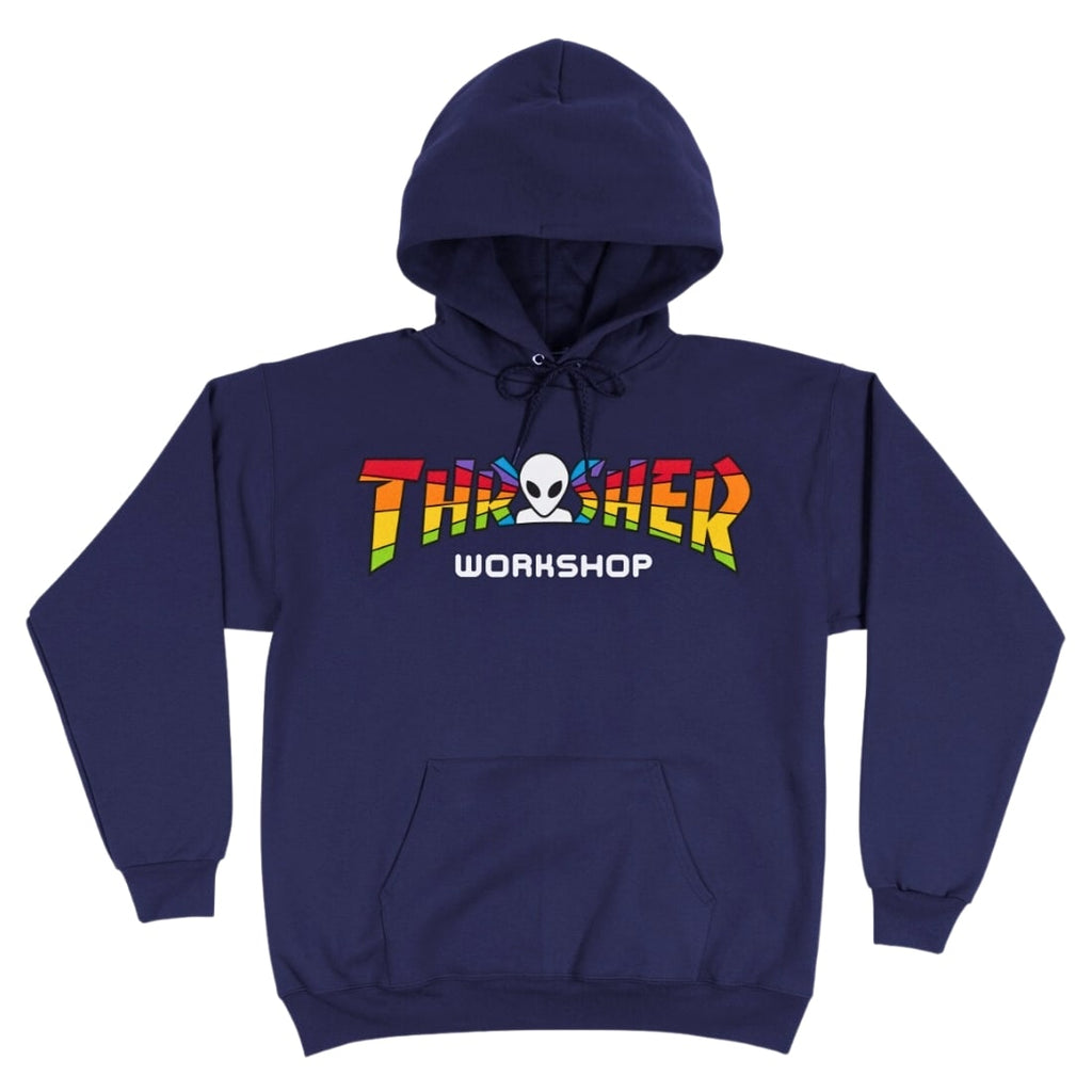 Thrasher X AWS Spectrum Hoodie Navy Blue Free UK Delivery