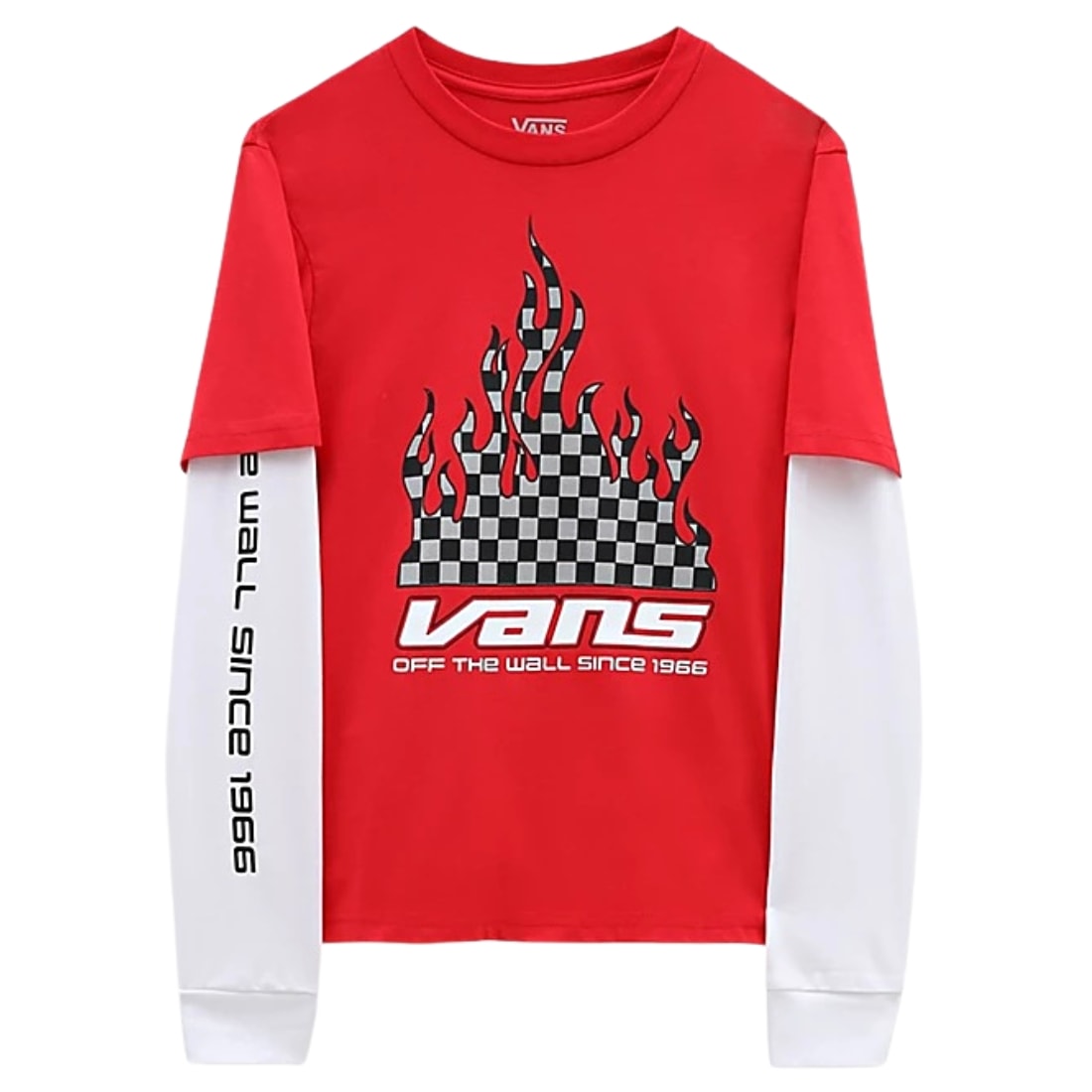 Vans Kids Reflective Checkerboard Boys Twofer Longsleeve T-Shirt - True Red - Boys Surf Brand T-Shirt by Vans