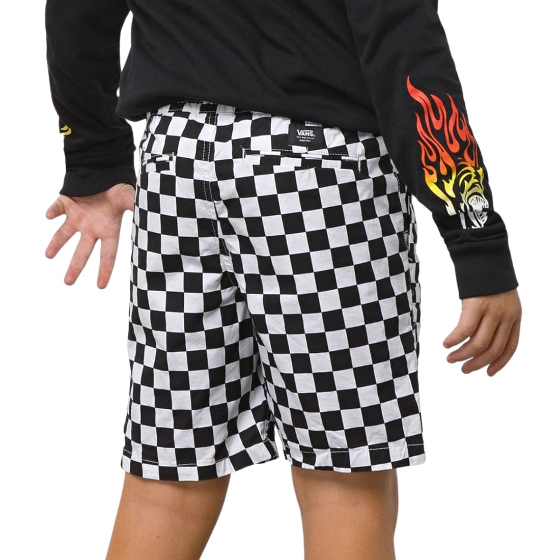 Vans Boys Range Elastic Waistband Kids Shorts - Checkerboard - Mens Walk Shorts by Vans