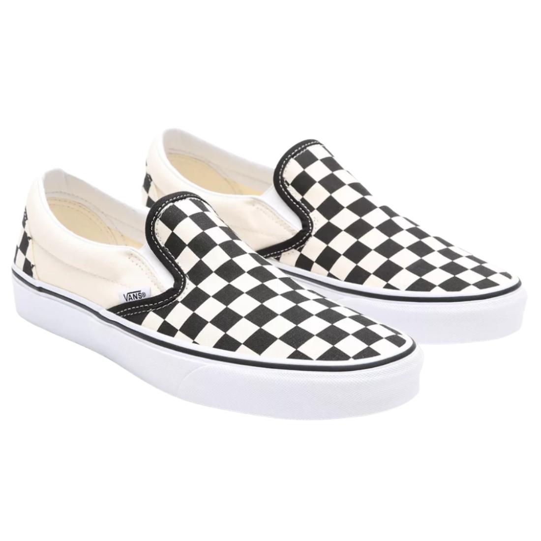 Vans Classic Slip-On Skate Shoes - Black &amp; White Checkerboard/White - Mens Slip On Trainers by Vans