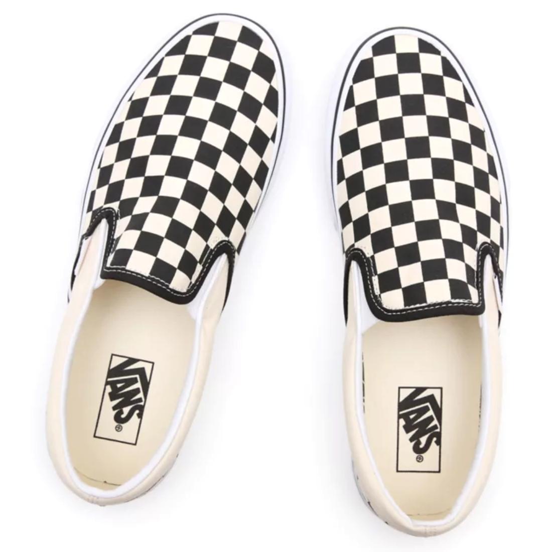 Vans Classic Slip-On Skate Shoes - Black &amp; White Checkerboard/White - Mens Slip On Trainers by Vans