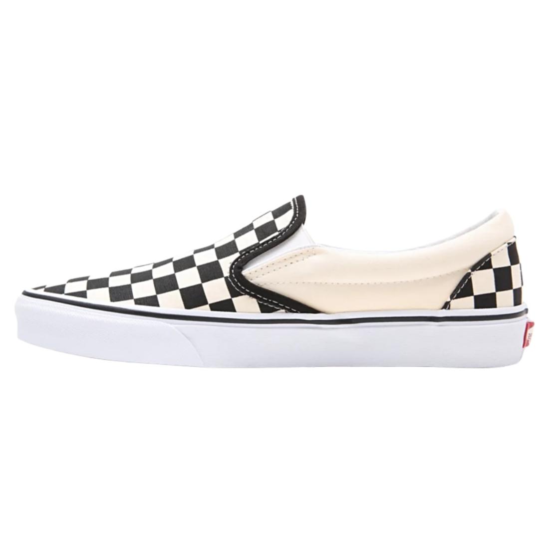 Vans Classic Slip-On Skate Shoes - Black & White Checkerboard/White - Mens Slip On Trainers by Vans