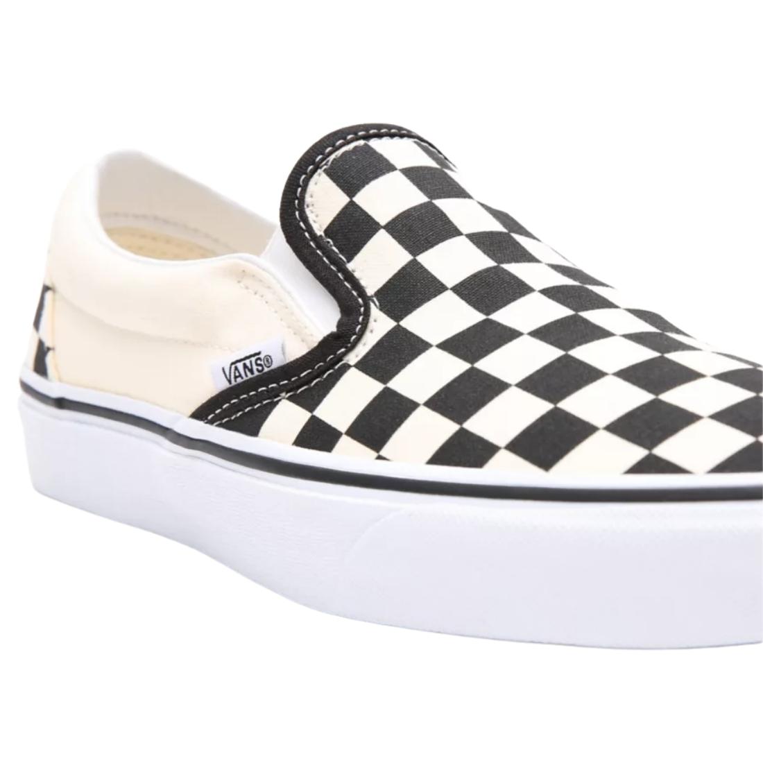 Vans Classic Slip-On Skate Shoes - Black &amp; White Checkerboard/White - Mens Slip On Trainers by Vans