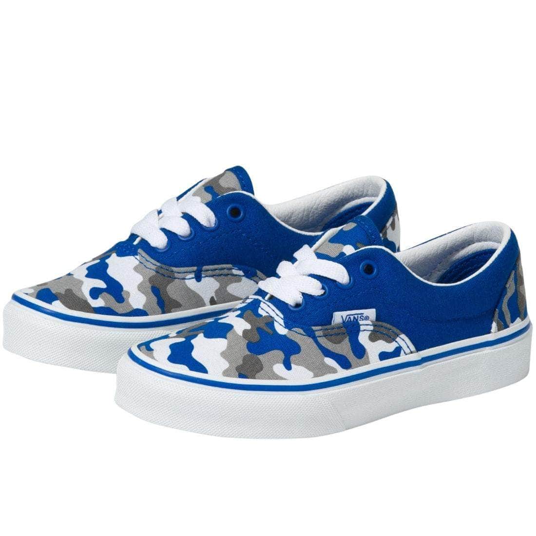 Vans Junior Era Youth Kids Skate Shoes - (Primary Camo) Nautical Blue True White - Boys Skate Shoes by Vans