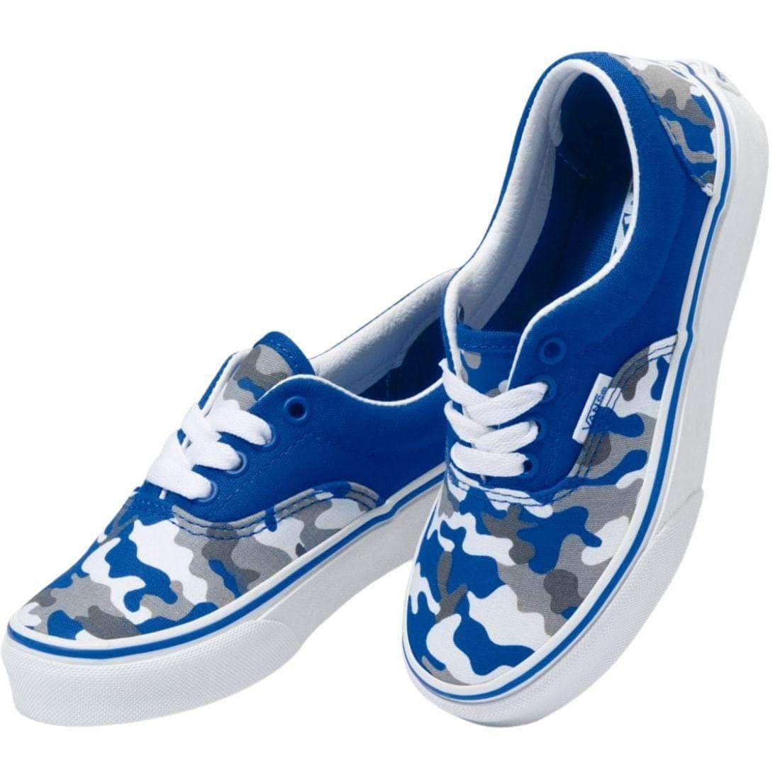 Vans Junior Era Youth Kids Skate Shoes - (Primary Camo) Nautical Blue True White - Boys Skate Shoes by Vans