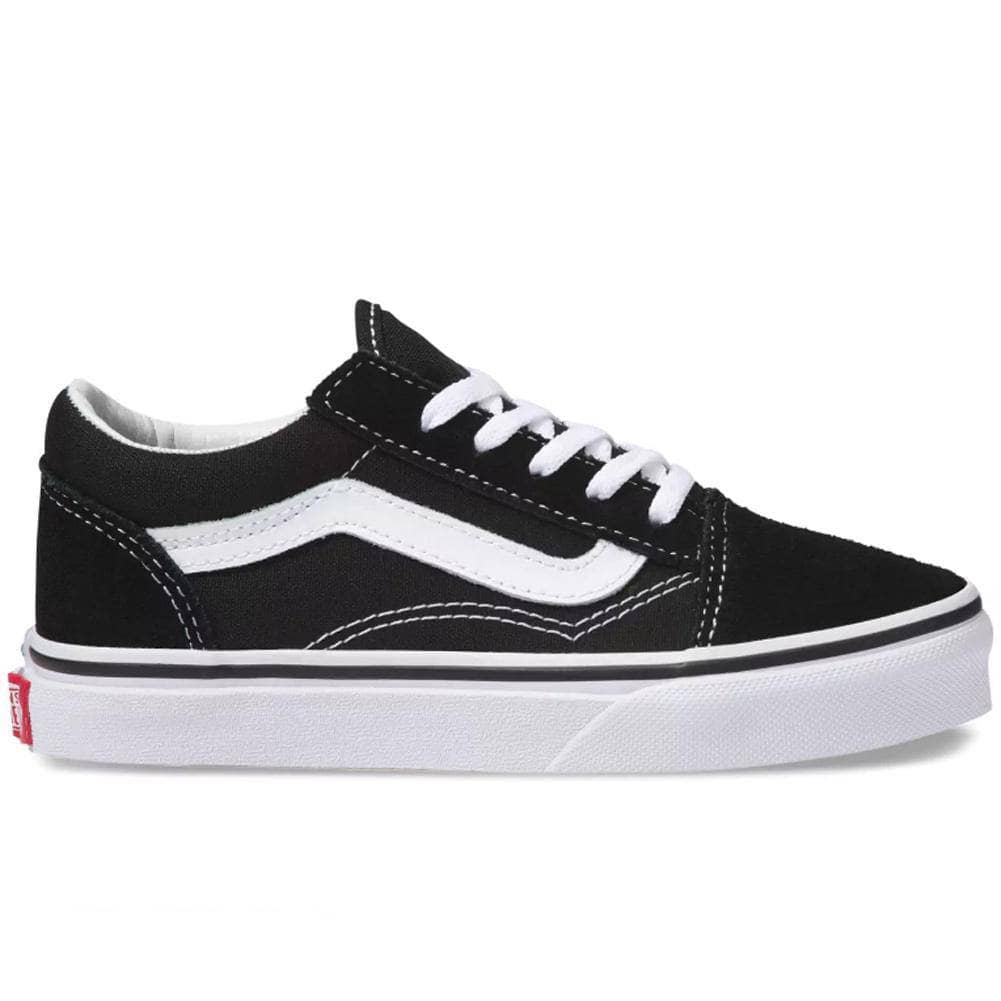 Vans Youth Kids Old Skool Skate Shoes Black/True White Free UK
