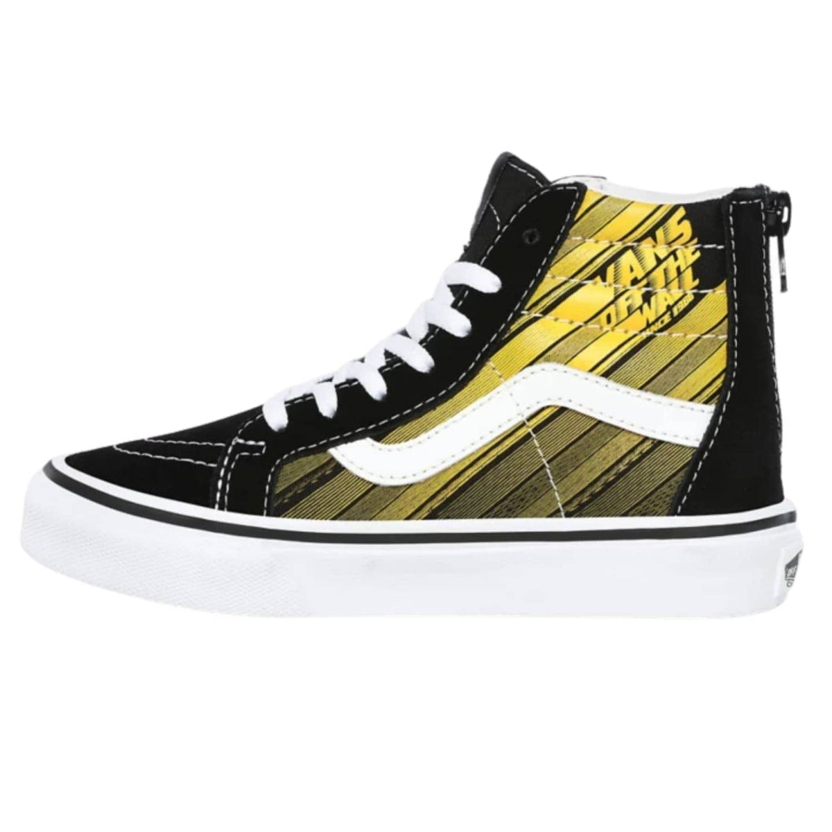 Vans Kids Sk8-Hi Zip Racers Edge Shoes Black/Yellow Chrome - Boys Skate Shoes by Vans