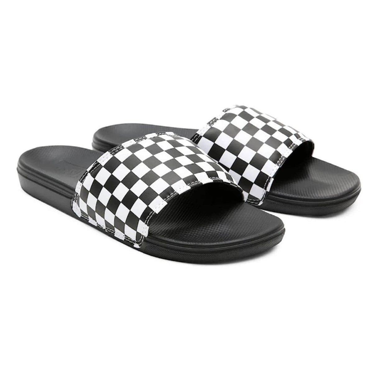 Vans La Costa Slide-On Sandals - (Checkerboard) True White/Black - Mens Flip Flops by Vans