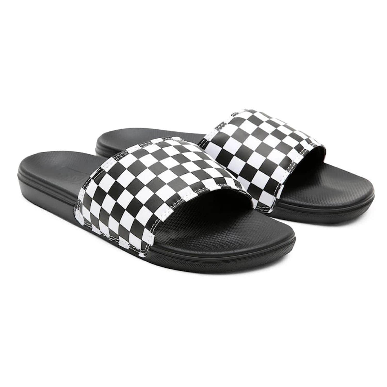 Vans La Costa Slide-On Sandals - (Checkerboard) True White/Black - Mens Flip Flops by Vans