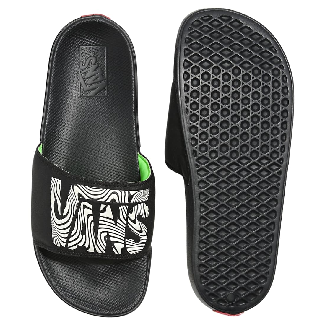 Vans La Costa Slide Sandals - Trippy Grain Black/Black - Mens Flip Flops by Vans