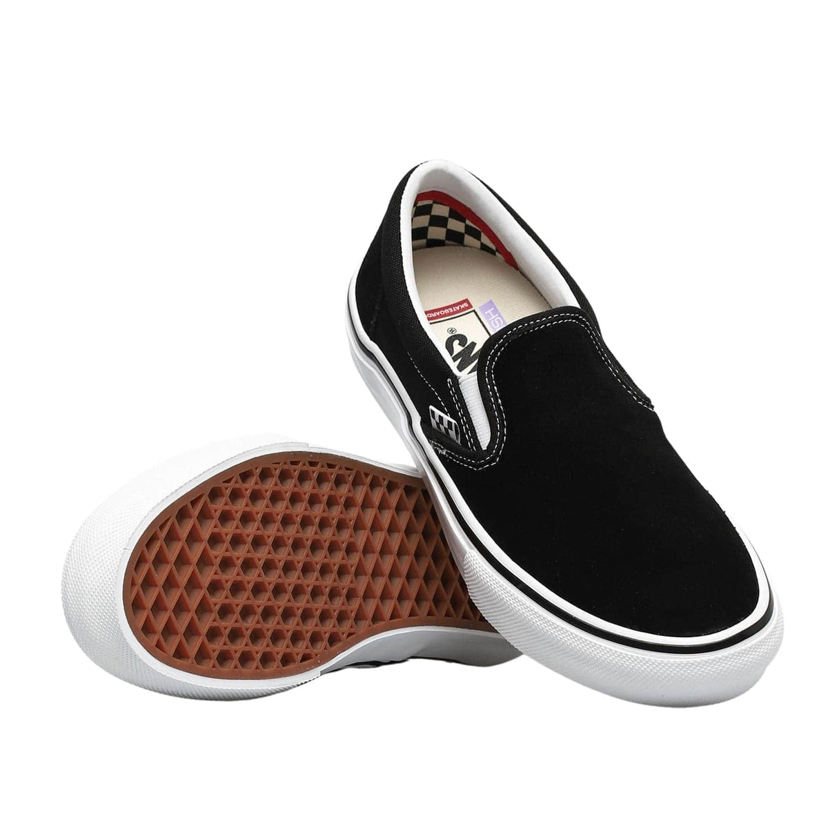 Vans Skate Slip On Skate Shoes - Black/White - Mens Slip On Trainers by Vans