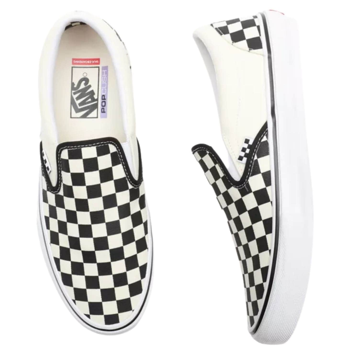 Vans Skate Slip-On (Checkerboard) - Black/Off White - Mens Slip On Trainers by Vans