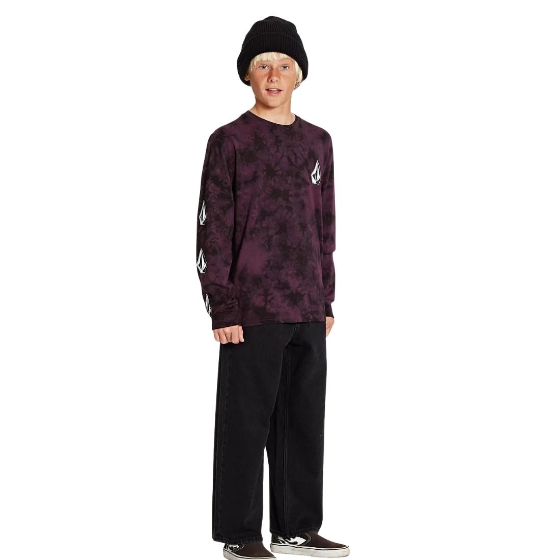 Volcom Boys Iconic Stone Dye Longsleeve T-Shirt - Mulberry - Boys Skate Brand T-Shirt by Volcom
