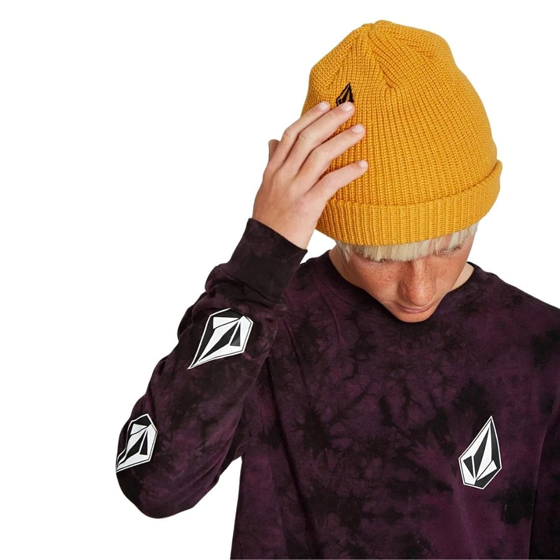 Volcom Boys Iconic Stone Dye Longsleeve T-Shirt - Mulberry