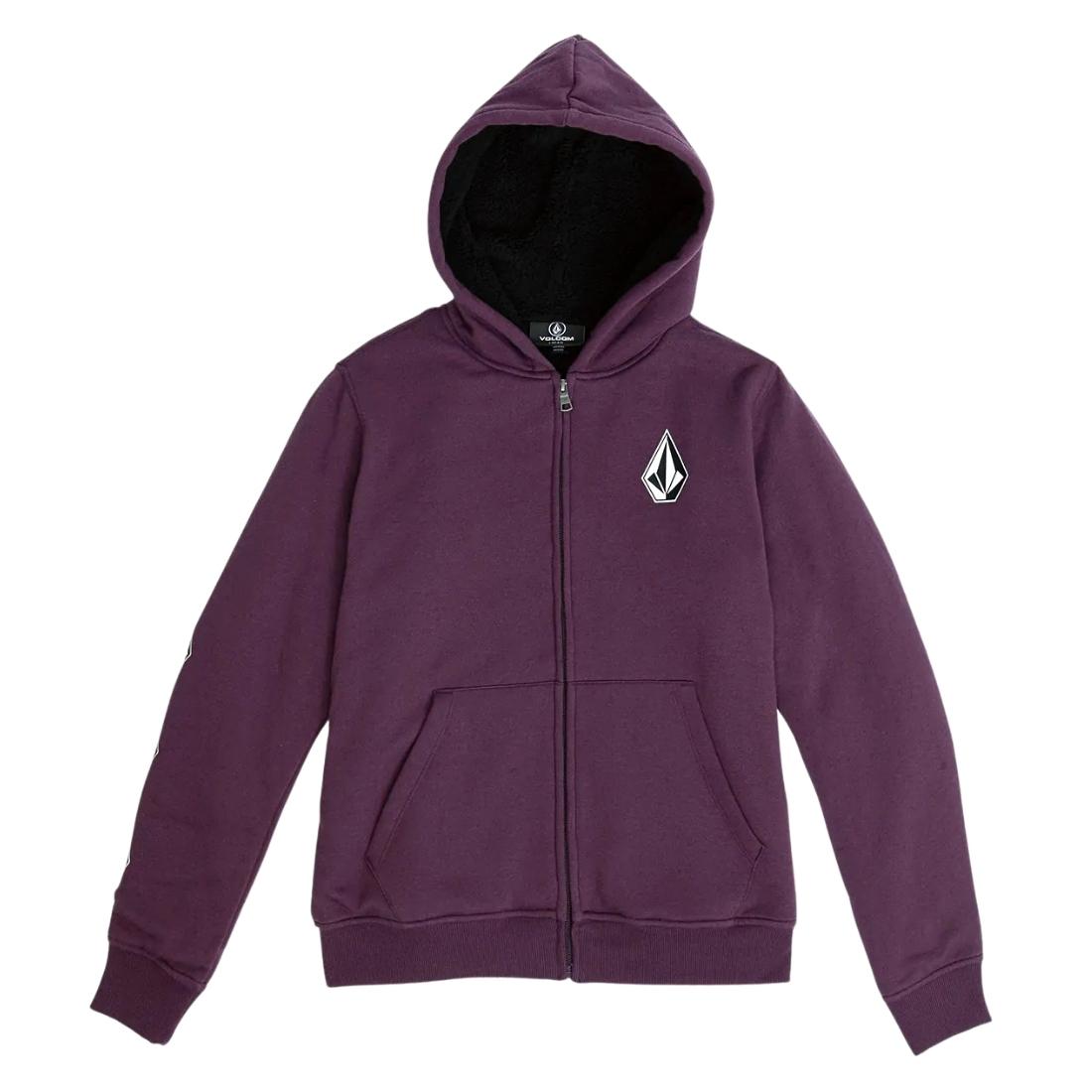Volcom Boys Iconic Stone Lined Sherpa Zip Up Kids Hoodie - Mulberry - Boys Zip Up Hoodie by Volcom