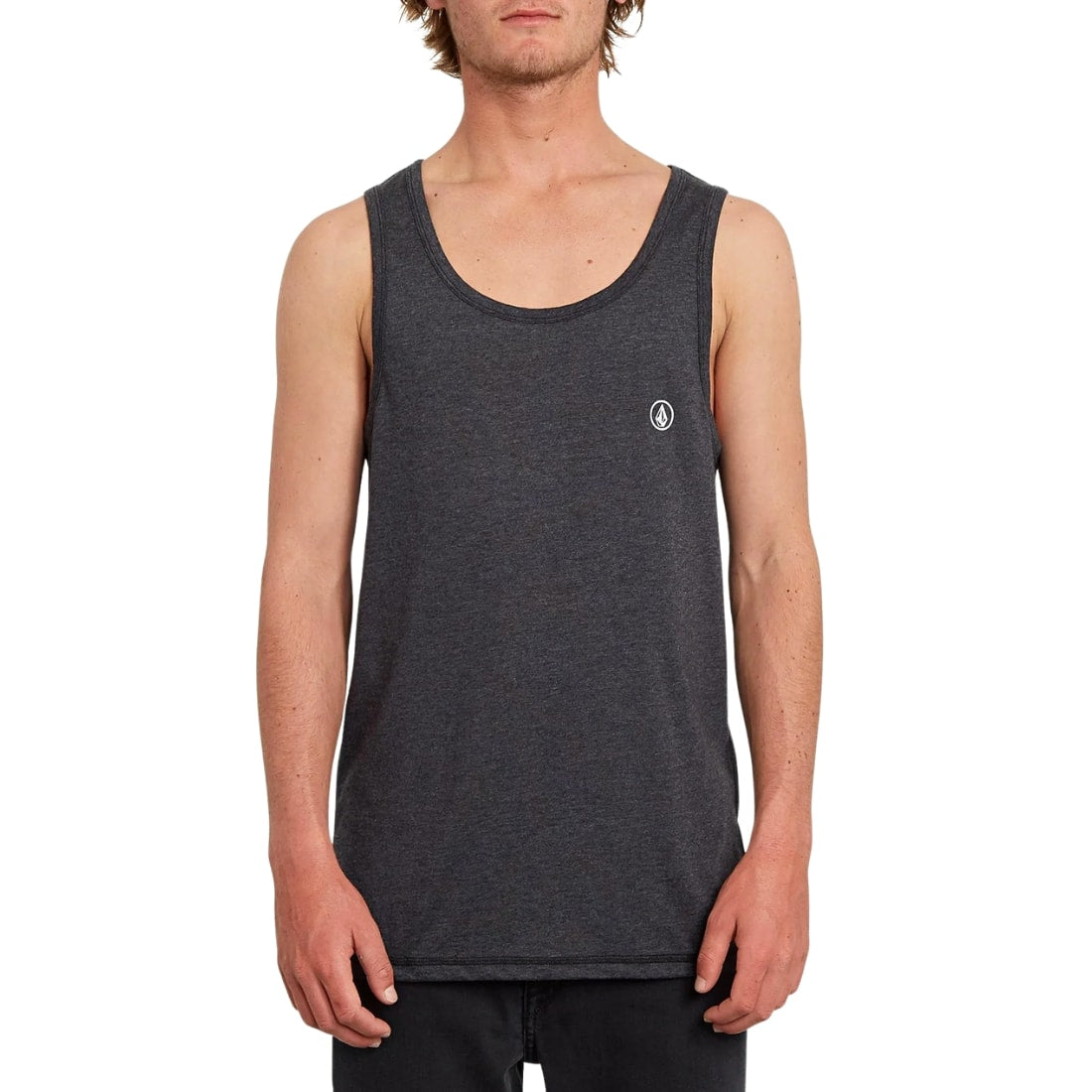 Volcom Circle Blanks Heather Tank Top Vest - Heather Black - Mens Surf Brand Vest/Tank Top by Volcom