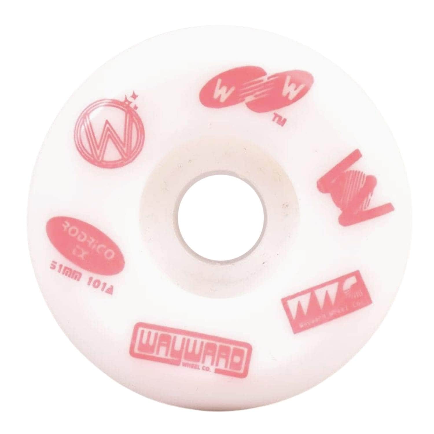 Wayward Wheels Rodrigo TX Funnel Pro Skateboard Wheel - White/Pink - 51mm - Skateboard Wheels by Wayward Wheels