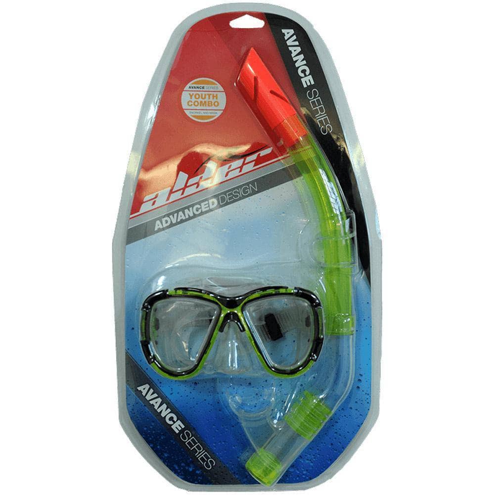 Alder Advance Youth Combo Snorkel and Mask Green O/S (one size) Snorkeling Gear by Alder