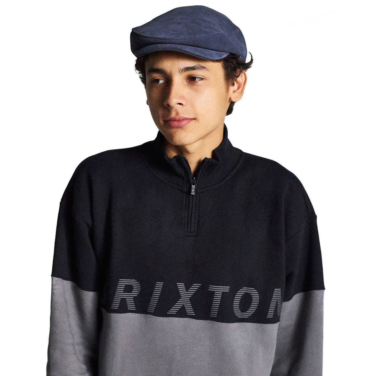 Brixton Hooligan II Real Leather Snap Cap - Washed Navy Fedora/Trilby Hat by Brixton