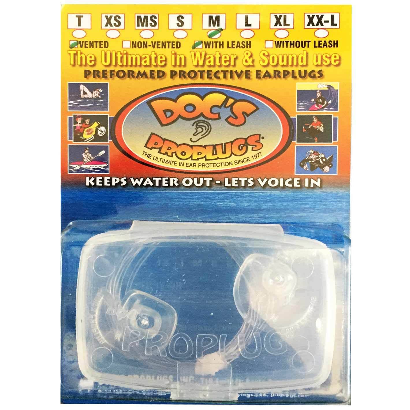 Docs Proplugs Surf/Swim Earplugs With Leash Clear L (large) Surfing Ear Plugs by Docs Proplugs