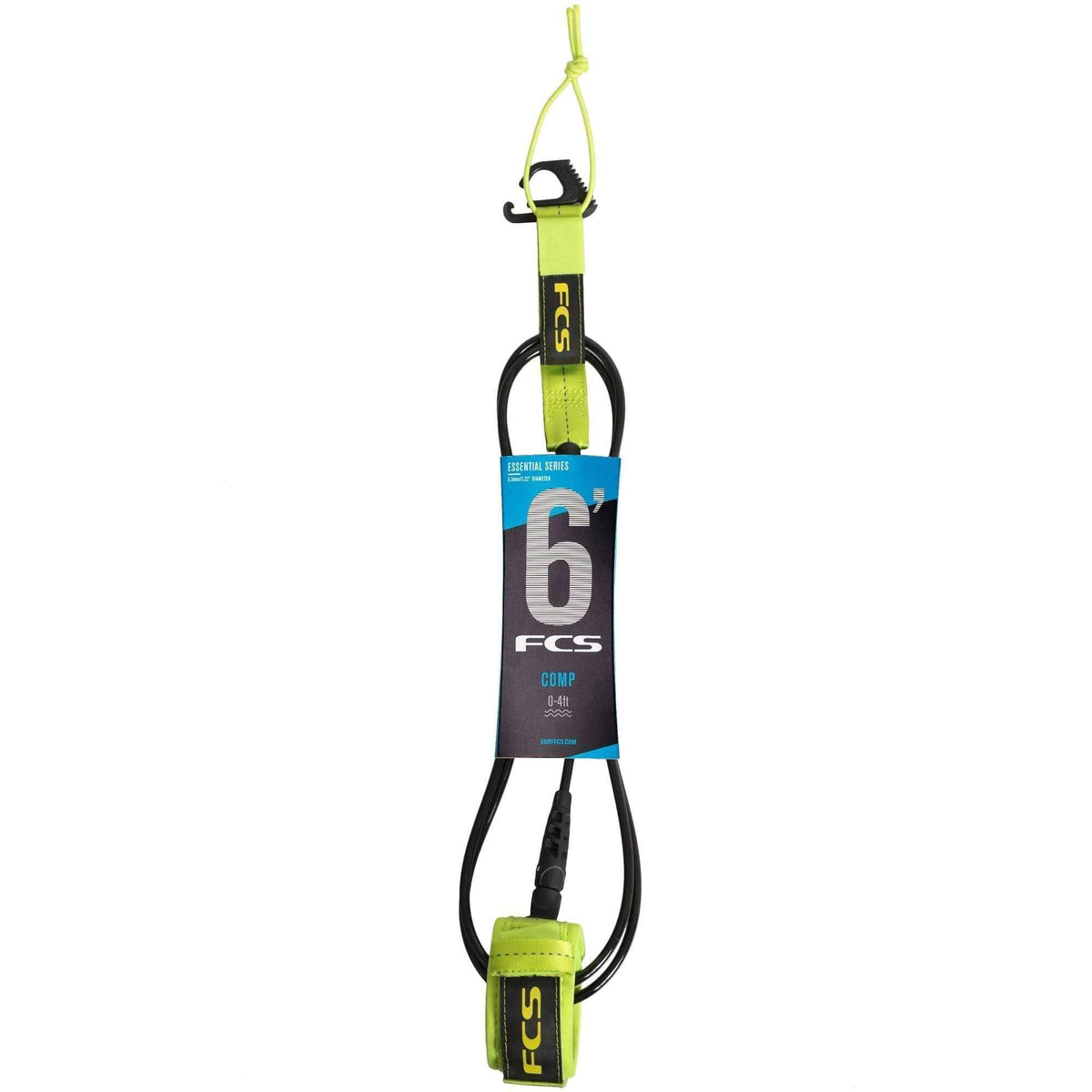 FCS 6ft Comp Essential Series Leash 6ft Surfboard Leash by FCS Fluro Green / 6ft