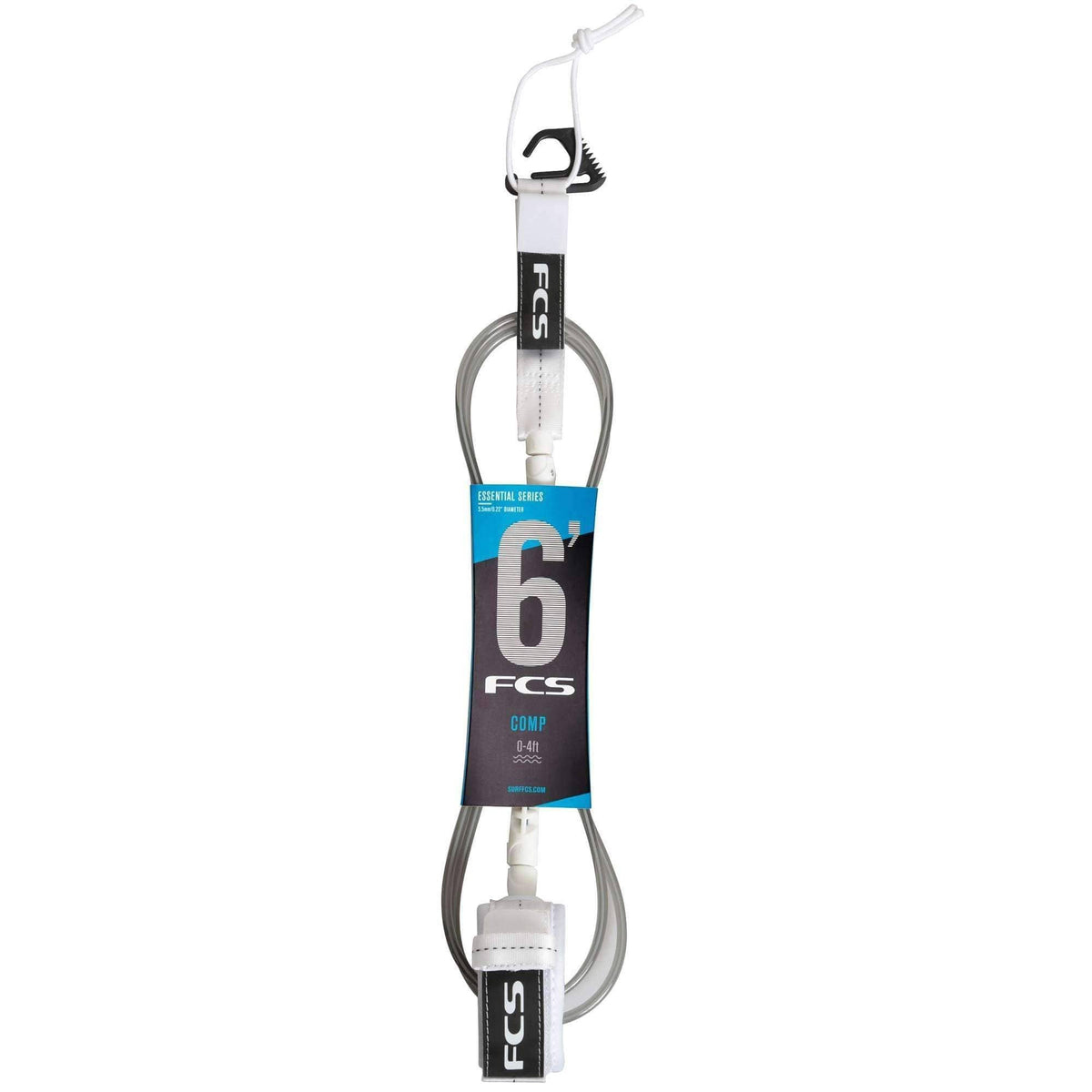 FCS 6ft Comp Essential Series Leash 6ft Surfboard Leash by FCS White / 6ft
