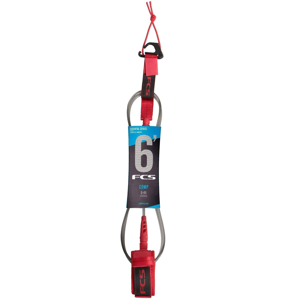 FCS 6ft Comp Essential Series Leash 6ft Surfboard Leash by FCS Red / 6ft