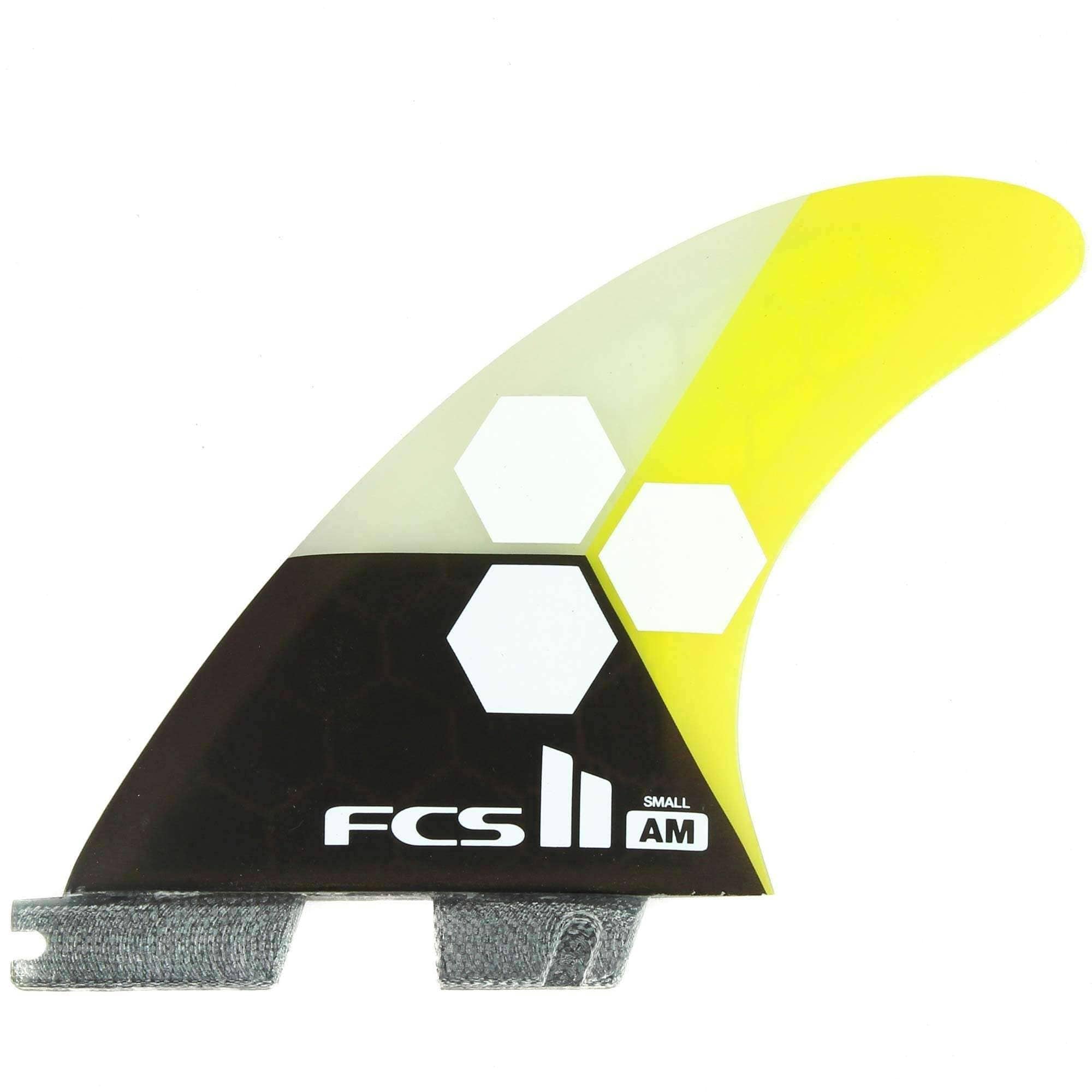 FCS II AM PC Small Tri Set Surfboard Fins in Yellow FCS II Fins by FCS Small Fins