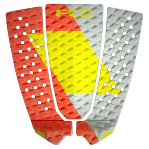 FCS Toledo Red/Lime/Slate Tail Pad Surfboard Grip 3 Piece Tail Pad by FCS