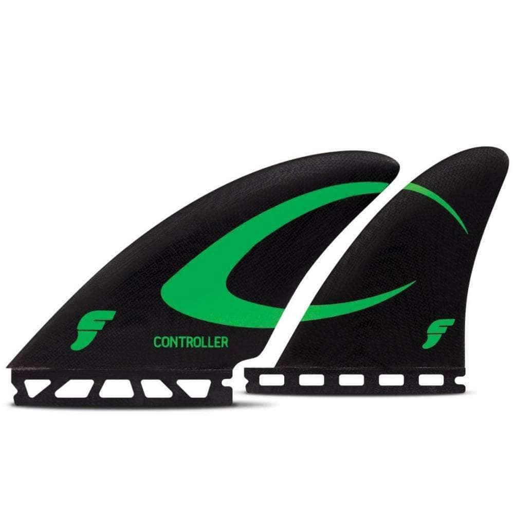 Futures Controller Fibreglass Quad Surfboard Fin Set - Black Green Futures Single Tab Fins by Futures Specialised Fins